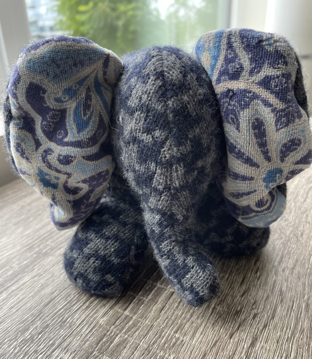 Pear Tree Studio Handmade Elephant Recycled Sweater Paisley Decor